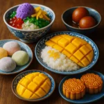 assorted Asian cuisine dessert platter